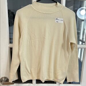 W5.   Cream Ribbed Crewneck Sweater